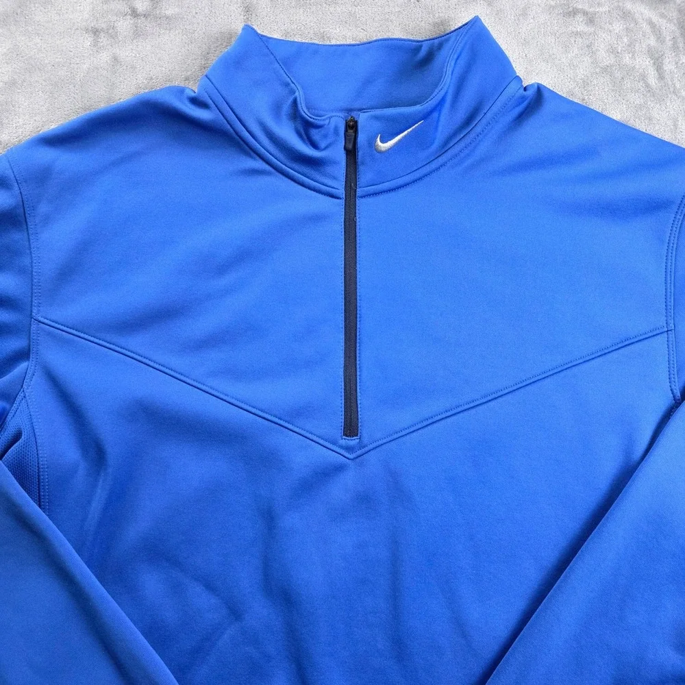 Nike‎ Golf Pullover Mens Large Blue 1/4 Zip Therma-FIT Tour Performance Fleece